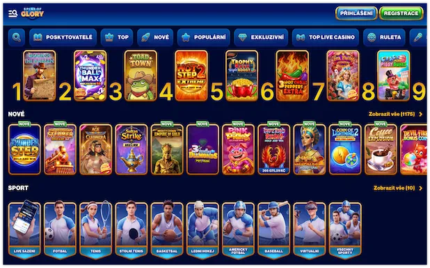 Spins of Glory Online Casino: hry a kategorie v nabídce